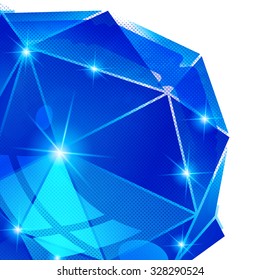 Contemporary bright background with dot textured three-dimensional distorted object.