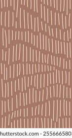Contemporary Brown Background with hand drawn texture. Mocha mousse 1920x1080 ratio backdrop with freehand line ornament. Social media template and phone wallpaper.