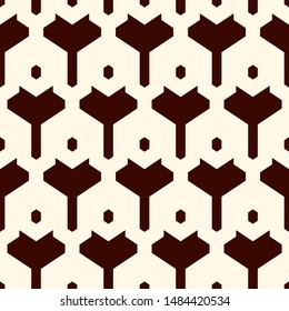 Contemporary brown geometric pattern. Minimalist ornament. Repeated figures. Modern simple background. Seamless surface abstract design. Geo wallpaper. Digital paper, textile print. Vector art