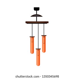 Contemporary ceiling lamp. Cylinder lightbulbs, pendant, chandelier. Vector illustration can be used for topics like modern interior, light, apartment design