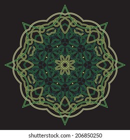 Contemporary celtic knot doily round lace floral pattern card, circle, mandala, amulet 