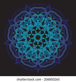 Contemporary celtic knot doily round lace floral pattern card, circle, mandala, amulet 