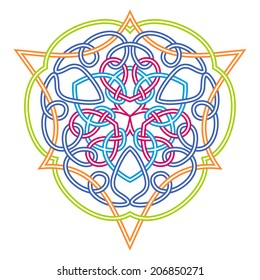 Contemporary celtic knot doily round lace floral pattern card, circle, mandala, amulet 