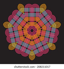Contemporary celtic knot doily round lace floral pattern card, circle, mandala, amulet 