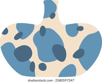 Contemporary ceramic vase with blue irregular spots and shapes on a beige background, adding a touch of artistic elegance to interior design