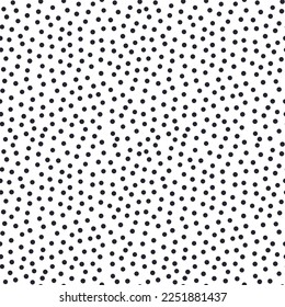 Contemporary chaotic polka dots shapes seamless pattern in vector.