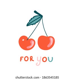 Cerezo contemporáneo, gran diseño para cualquier propósito. Símbolo de amor. Invitación moderna al diseño de volantes. Día de San Valentín. Huella botánica.