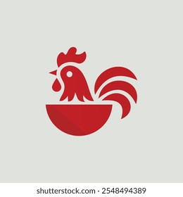 Concepto de logotipo de pollo Ramen contemporáneo