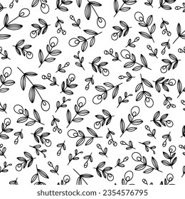 Contemporary Christmas seamless pattern with mistletoe on white background. Scandinavian style. Modern design for clothes, fabric, paper, cover, interior decoration, wallpaper. Vector illustration