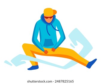 Contemporary and classical dancing. Dancer character design. Flat vector illustration. Modern dance style. Hip-hop, break, ballet