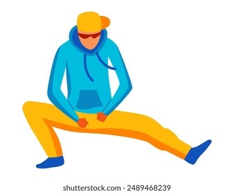 Contemporary and classical dancing. Dancer character design. Flat vector illustration. Modern dance style. Hip-hop, break, ballet