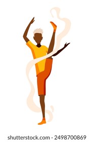 Contemporary and classical dancing. Dancer character design. Flat vector illustration. Modern dance style. Hip-hop, break, ballet