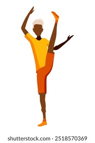 Dança contemporânea e clássica. Desenho de personagem dançarino. Ilustração de vetor plano. Estilo de dança moderna. Hip-hop, break, balé