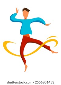 Contemporary and classical dancing. Dancer character design. Flat vector illustration. Modern dance style. Hip-hop, break, ballet