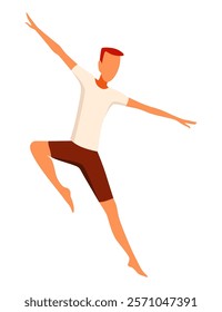 Contemporary and classical dancing. Dancer character design. Flat vector illustration. Modern dance style. Hip-hop, break, ballet