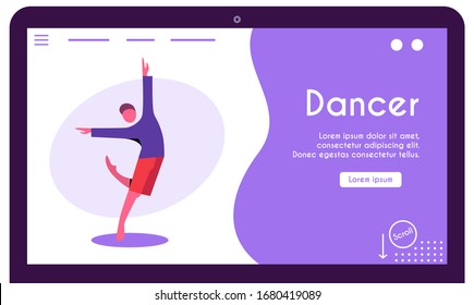 Contemporary and classical dancing set. Dancer character design. Flat vector illustration. Modern dance styles. Hip-hop, break, ballet, house, jazz, funk, popping