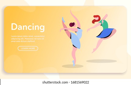 Contemporary and classical dancing set. Dancer character design. Flat vector illustration. Modern dance styles. Hip-hop, break, ballet, house, jazz, funk, popping