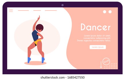 Contemporary and classical dancing set. Dancer character design. Flat vector illustration. Modern dance styles. Hip-hop, break, ballet, house, jazz, funk, popping