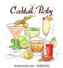 Contemporary Classics Cocktail Set cocktail party, excellent vector illustration, EPS 10