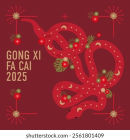 Contemporary CNY red snake greeting