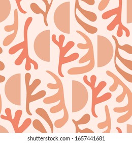 Contemporary collage pastel seamless pattern. Terracotta abstract shapes. Vector illustration.