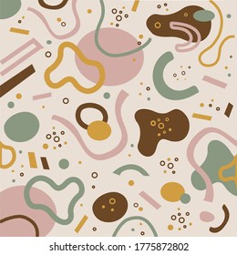 Patrón de collage contemporáneo en colores neutros con formas abstractas. Fondo creativo. Diseño abstracto vectorial.