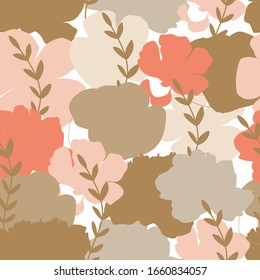 Contemporary collage seamless pattern. Abstract shapes and leaves. Texture for textile, packaging, wrapping paper, social media post etc. Vector illustration.