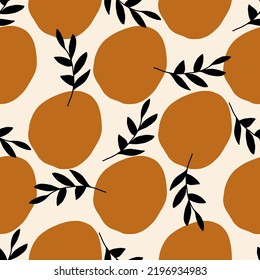 Contemporary collage seamless pattern in neutral colors with abstract shapes and tropical leaves. Creative repeat background. Vector abstract design.