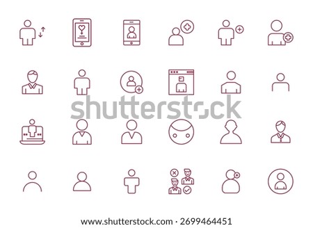 Contemporary collection of 24 vector icons representing Signup in Bold Line aesthetic, featuring Retina Ready Pixel Aligned resolution for modern application development.