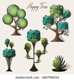 A contemporary collection of trees illustrations