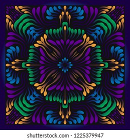contemporary colorful flora pattern on black