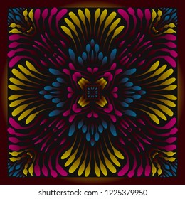 contemporary colorful flora pattern on black