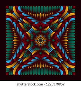 contemporary colorful flora pattern on red