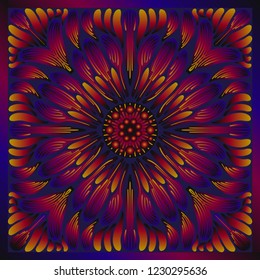 contemporary colorful flora pattern on blue