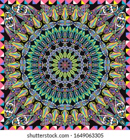 contemporary colorful native and rotation pattern on black