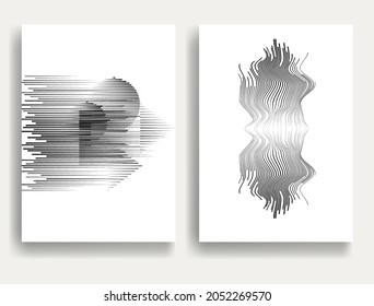 Composición contemporánea .Afiches mínimos modernos .Diseño lineal . Líneas de velocidad .Fondo de moda . Formas geométricas. Ilustración de líneas rápidas .Vector.