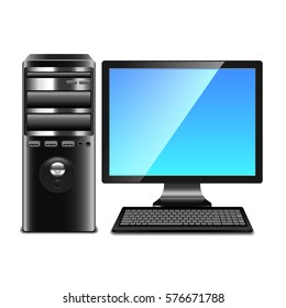 Contemporary computer isolated on white photo-realistic vector illustration