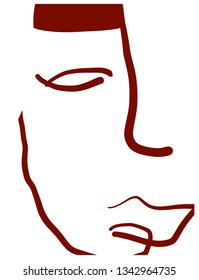 Contemporary continuous one line drawing. Decor Printable Art, Abstract Art Prints, Modern Wall Art, House Warming Gift. Hand drawn portrait in modern abstract graphic style. 