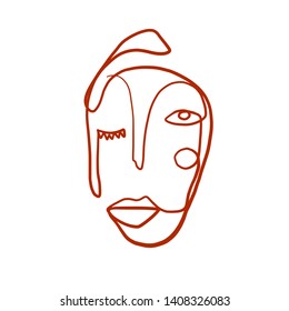 Contemporary continuous one line drawing. Decor Printable Art, Abstract Art Prints, Modern Wall Art, House Warming Gift. Hand drawn portrait in modern abstract graphic style. 