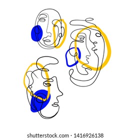 Contemporary continuous one line drawing. Decor Printable Art, Abstract Art Prints, Modern Wall Art, House Warming Gift. Hand drawn portrait in modern abstract graphic style