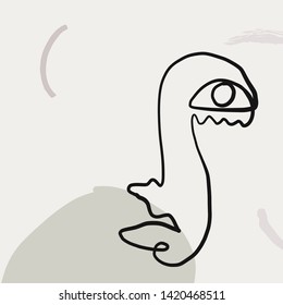 Contemporary continuous one line drawing. Decor Printable Art, Abstract Art Prints, Modern Wall Art, House Warming Gift. Hand drawn portrait in modern abstract graphic style. 