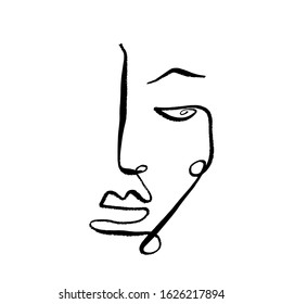 Contemporary continuous one line drawing. Decor Printable Art, Abstract Art Prints, Modern Wall Art, House Warming Gift. Hand drawn portrait in modern abstract graphic style.
