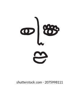 Contemporary continuous one line portrait. Decor Printable Art, Abstract Art Prints, Modern Wall Art, House Warming Gift. Hand drawn portrait in modern abstract graphic style.