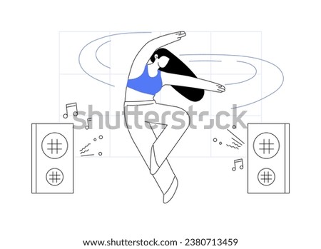 Contemporary dance isolated cartoon vector illustrations. Young woman dancing alone in the studio, classic ballet motion, elegance pose, training alone, fitness activity vector cartoon.