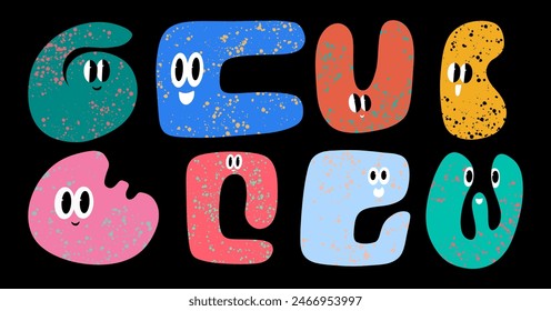 Contemporary design abstract funny retro shapes with hand draw texture. Vector illustration