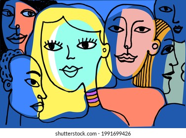 contemporary design with people for print, poster, t-shirt, wall art,