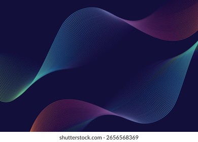 Contemporary design showcasing fluid, multi-colored lines that form an elegant curve, perfect for creative and technological themes.