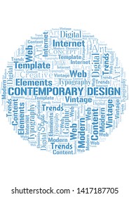 Contemporary Design word cloud. Wordcloud made with text only.