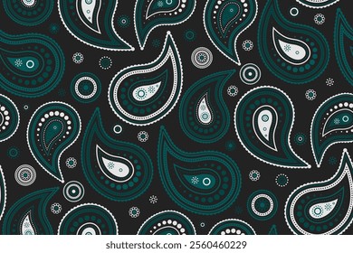 Contemporary designer endless tropical. Retro style ornate in swirling oriental. Picture creativity material decorative. Hand-drawn repetition in template paisley.