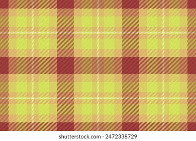 Contemporary fabric vector texture, square seamless check tartan. Towel background plaid textile pattern in amber and lime color.